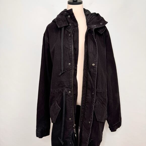 Urban Outfitters BDG Denim Utility Jacket Black Jean Oversized Goth Size M - Picture 10 of 13